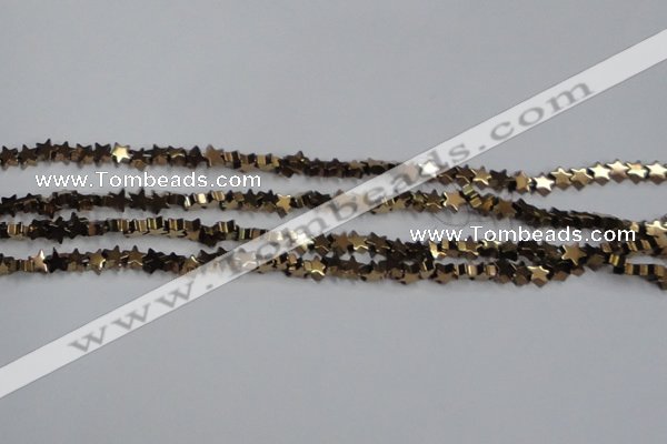 CHE948 15.5 inches 6mm star plated hematite beads wholesale