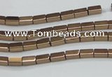 CHE955 15.5 inches 2*4mm cuboid plated hematite beads wholesale
