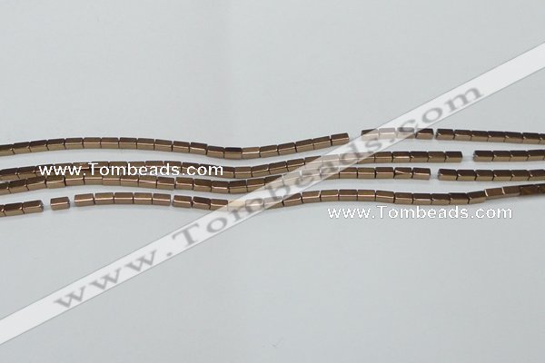 CHE955 15.5 inches 2*4mm cuboid plated hematite beads wholesale