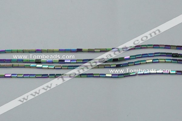 CHE958 15.5 inches 2*4mm cuboid plated hematite beads wholesale