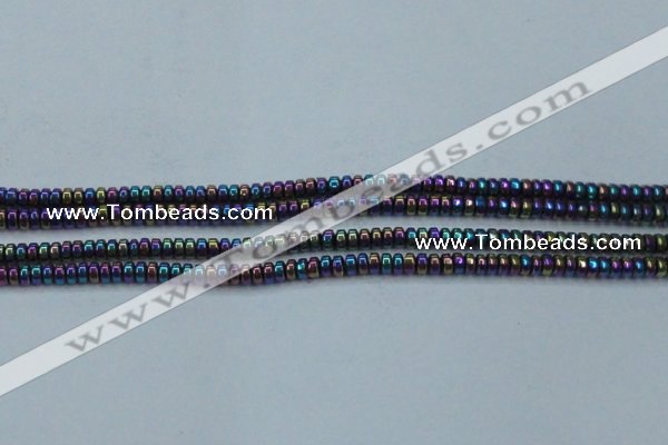 CHE963 15.5 inches 1.5*3mm rondelle plated hematite beads wholesale