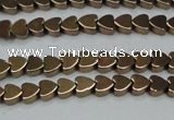 CHE993 15.5 inches 4*4mm heart plated hematite beads wholesale