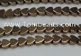 CHE993 15.5 inches 4*4mm heart plated hematite beads wholesale