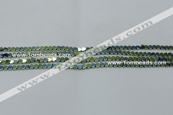 CHE994 15.5 inches 4*4mm heart plated hematite beads wholesale