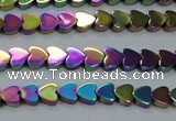 CHE995 15.5 inches 4*4mm heart plated hematite beads wholesale