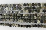 CHG112 15.5 inches 6mm flat heart black silver leaf beads wholesale