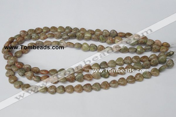 CHG14 15.5 inches 10*10mm heart New unakite gemstone beads wholesale