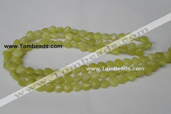 CHG16 15.5 inches 10*10mm heart lemon jade gemstone beads wholesale