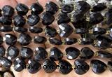 CHG320 15 inches 12mm faceted heart black obsidian beads