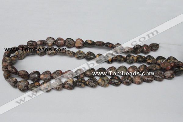 CHG35 12*12mm heart red leopard skin jasper beads wholesale