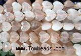 CHG352 15 inches 14mm faceted heart red quartz beads wholesale