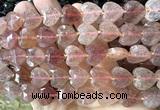 CHG353 15 inches 14mm faceted heart strawberry quartz beads