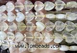 CHG355 15 inches 14mm faceted heart lemon quartz beads