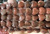 CHG364 15 inches 14mm faceted heart red sesame jasper beads