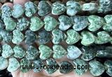 CHG368 15 inches 14mm faceted heart green spot stone beads