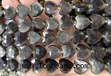 CHG376 15 inches 14mm faceted heart silver obsidian beads