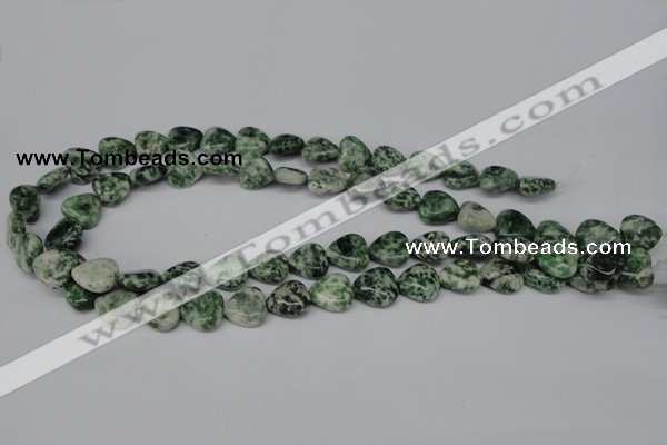 CHG38 15.5 inches 12*12mm heart green spot jasper beads wholesale