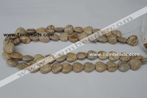 CHG41 15.5 inches 14*14mm heart picture jasper beads wholesale