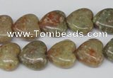 CHG45 15.5 inches 14*14mm heart New unakite gemstone beads wholesale