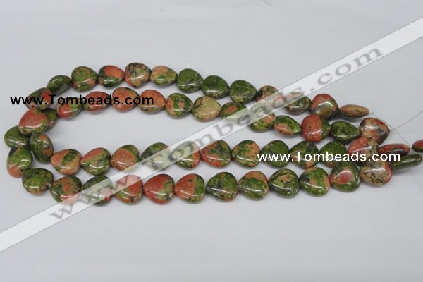 CHG48 15.5 inches 14*14mm heart unakite gemstone beads wholesale