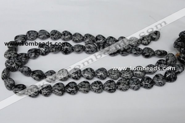 CHG50 15.5 inches 14*14mm heart snowflake obsidian beads wholesale