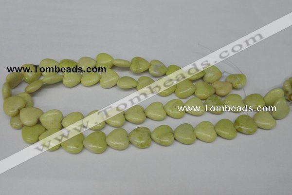 CHG52 15.5 inches 14*14mm heart lemon jade gemstone beads wholesale