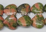 CHG60 15.5 inches 16*16mm heart unakite gemstone beads wholesale