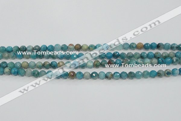 CHM211 15.5 inches 6mm faceted round blue hemimorphite beads