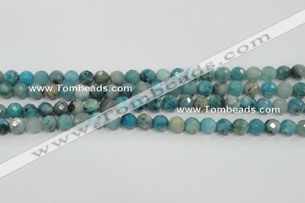 CHM213 15.5 inches 10mm faceted round blue hemimorphite beads