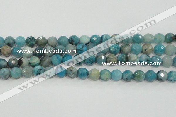 CHM215 15.5 inches 14mm faceted round blue hemimorphite beads