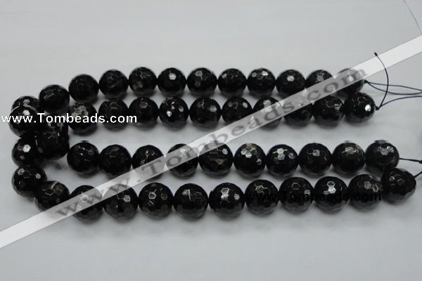 CHS06 15.5 inches 16mm faceted round natural hypersthene gemstone beads