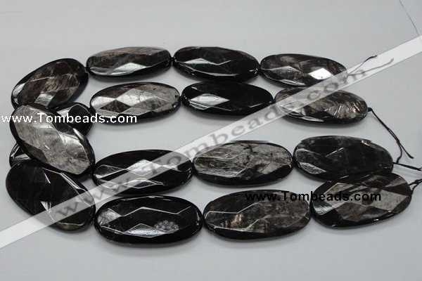 CHS09 15.5 inches 25*50mm faceted oval natural hypersthene gemstone beads