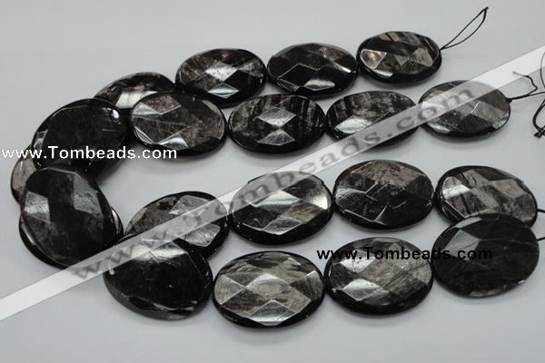 CHS10 15.5 inches 30*40mm faceted oval natural hypersthene gemstone beads