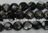 CHS17 15.5 inches 10mm faceted coin natural hypersthene beads