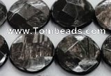 CHS21 15.5 inches 20mm faceted coin natural hypersthene beads