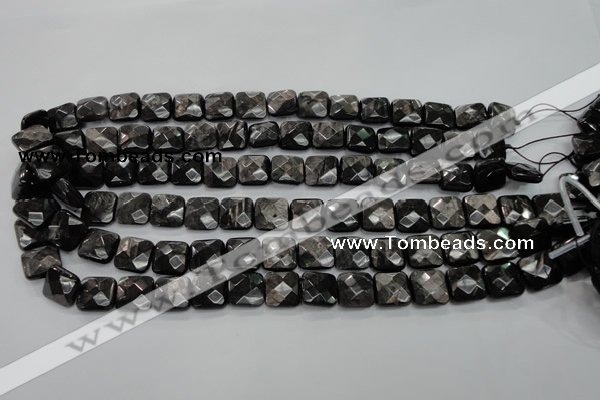 CHS26 15.5 inches 12*12mm faceted square natural hypersthene beads