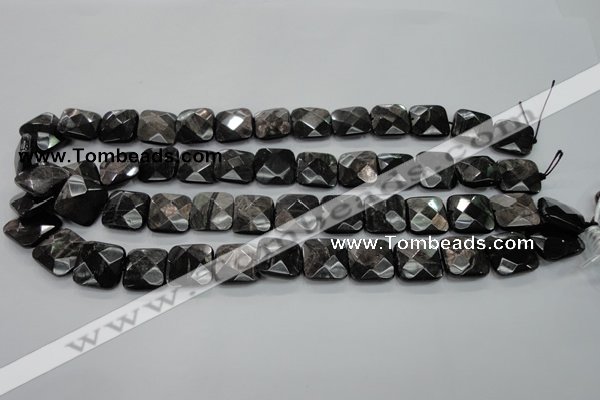 CHS27 15.5 inches 15*15mm faceted square natural hypersthene beads