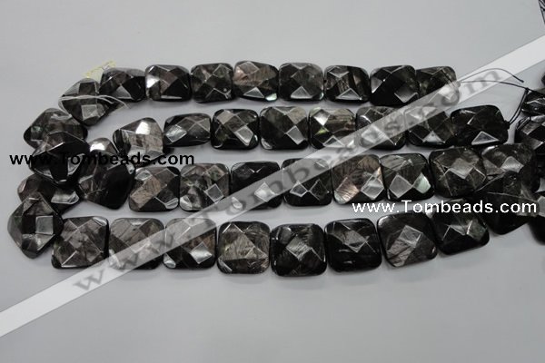 CHS28 15.5 inches 20*20mm faceted square natural hypersthene beads