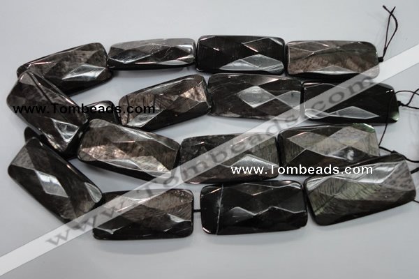 CHS42 15.5 inches 25*50mm faceted rectangle natural hypersthene beads