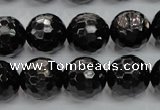 CHS48 15.5 inches 14mm faceted round natural hypersthene beads