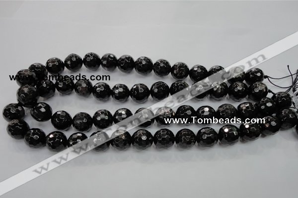 CHS48 15.5 inches 14mm faceted round natural hypersthene beads