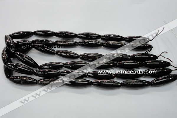 CHS56 15.5 inches 10*30mm rice natural hypersthene beads
