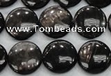 CHS63 15.5 inches 16mm flat round natural hypersthene beads