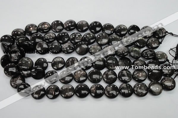 CHS63 15.5 inches 16mm flat round natural hypersthene beads