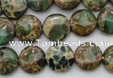 CIJ29 15.5 inches 14mm flat round impression jasper beads wholesale