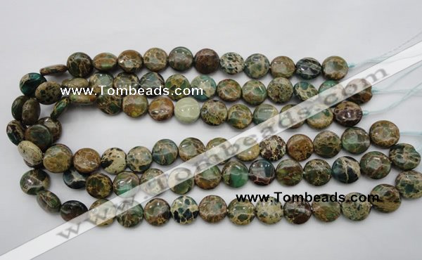 CIJ29 15.5 inches 14mm flat round impression jasper beads wholesale