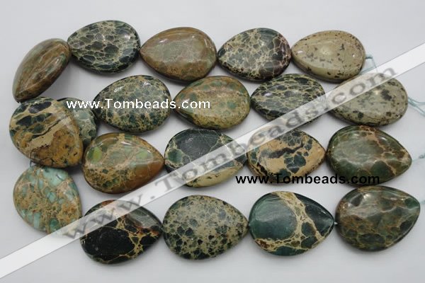 CIJ40 15.5 inches 30*40mm flat teardrop impression jasper beads wholesale