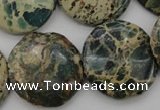 CIJ47 15.5 inches 25mm flat round impression jasper beads wholesale