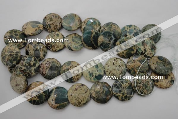 CIJ47 15.5 inches 25mm flat round impression jasper beads wholesale