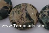 CIJ48 15.5 inches 30mm flat round impression jasper beads wholesale